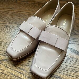 ALDO Pale Pink Patent Bow Loafers